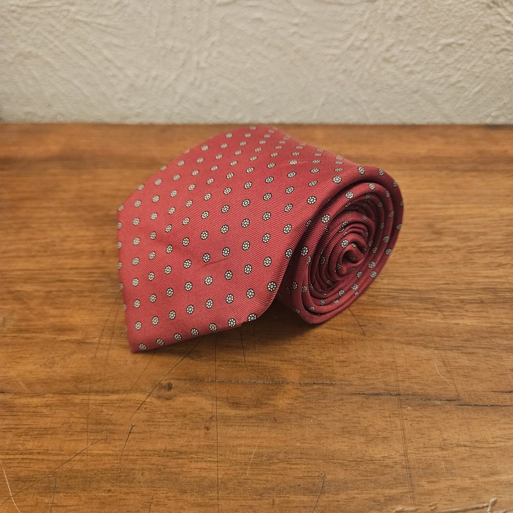 Egon Von Furstenberg Italian Silk Red Floral Dots Geometric Made In USA